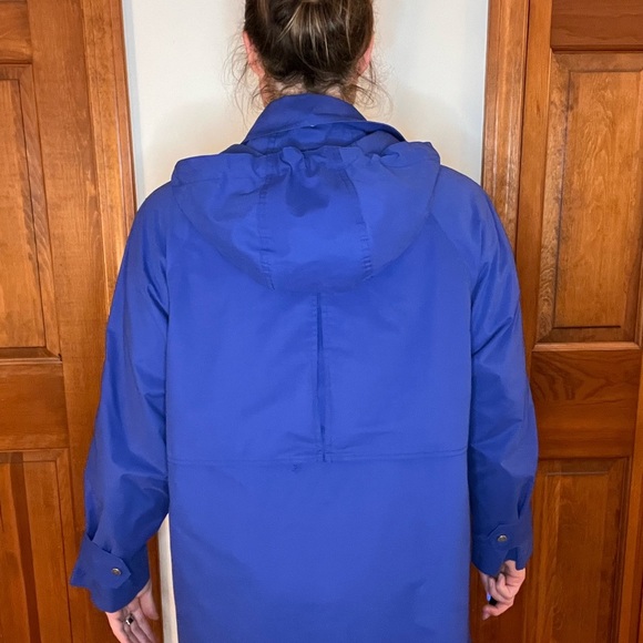 Vintage London Fog Blue Rain Trench Coat Hood Preppy Old Money Dopamine Gorpcore - Picture 3 of 12
